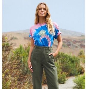 Pacsun Tie Dye Short Sleeve T-Shirt Pink Blue Yellow Logo Small